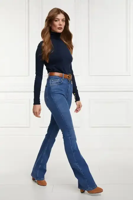 Holland Cooper High Rise Flared Jean Denim Women Jeans