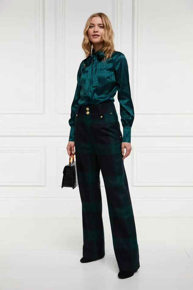 Holland Cooper High Waisted Straight Trouser Blackwatch Women Tailoring