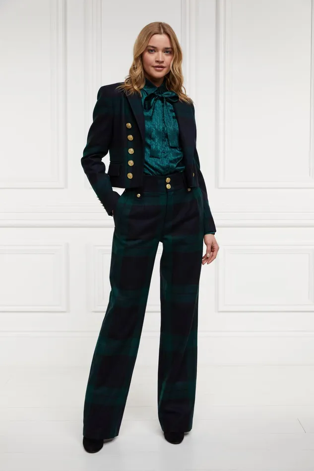 Holland Cooper High Waisted Straight Trouser Blackwatch Women Tailoring