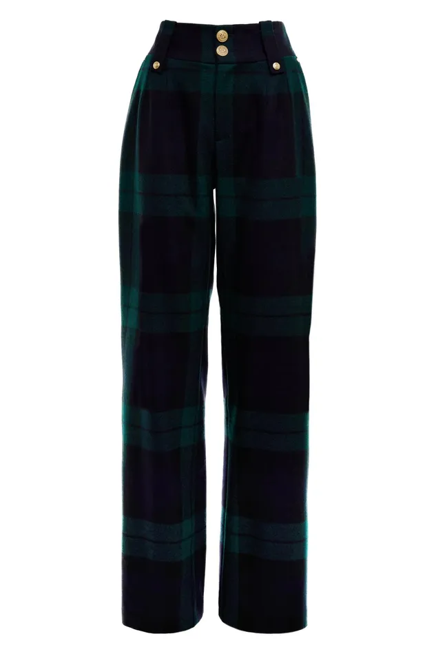 Holland Cooper High Waisted Straight Trouser Blackwatch Women Tailoring