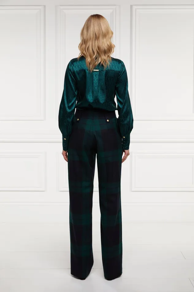 Holland Cooper High Waisted Straight Trouser Blackwatch Women Tailoring