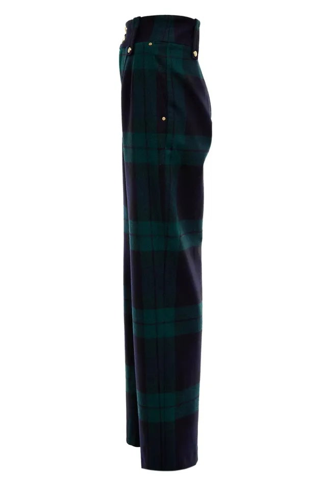 Holland Cooper High Waisted Straight Trouser Blackwatch Women Tailoring