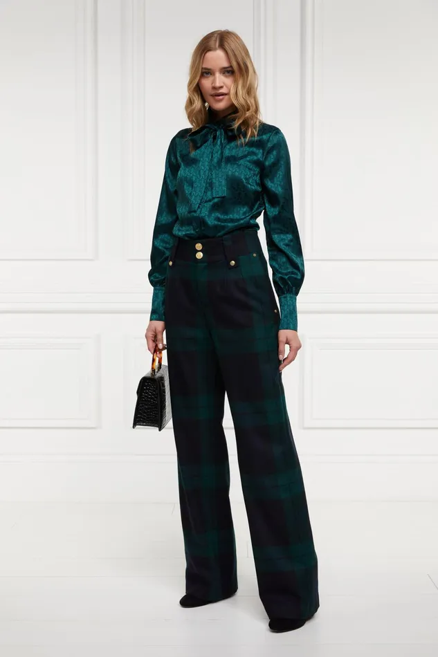 Holland Cooper High Waisted Straight Trouser Blackwatch Women Tailoring