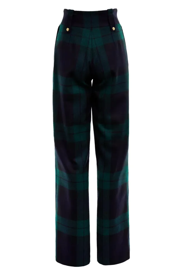 Holland Cooper High Waisted Straight Trouser Blackwatch Women Tailoring