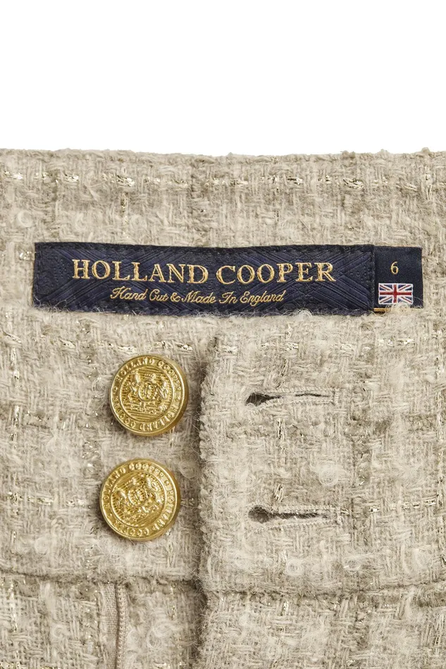 Holland Cooper High Waisted Straight Trouser Camel Sparkle Tweed Women Tailoring