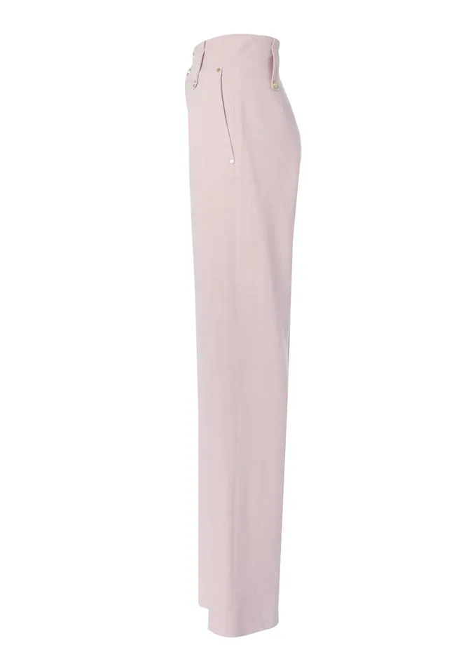 Holland Cooper High Waisted Straight Trouser Pink Linen Women Tailoring