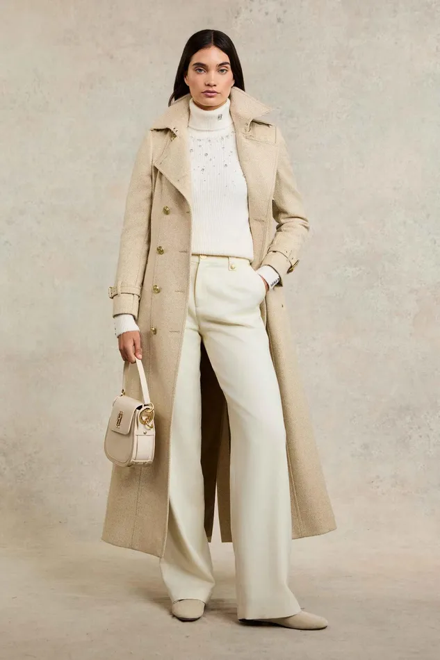 Holland Cooper Kelsie Rib Embellished Roll Neck Natural Women Knitwear