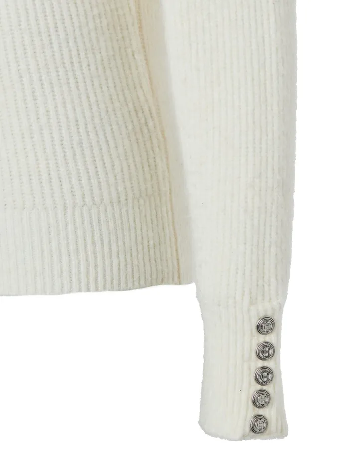 Holland Cooper Kelsie Rib Embellished Roll Neck Natural Women Knitwear