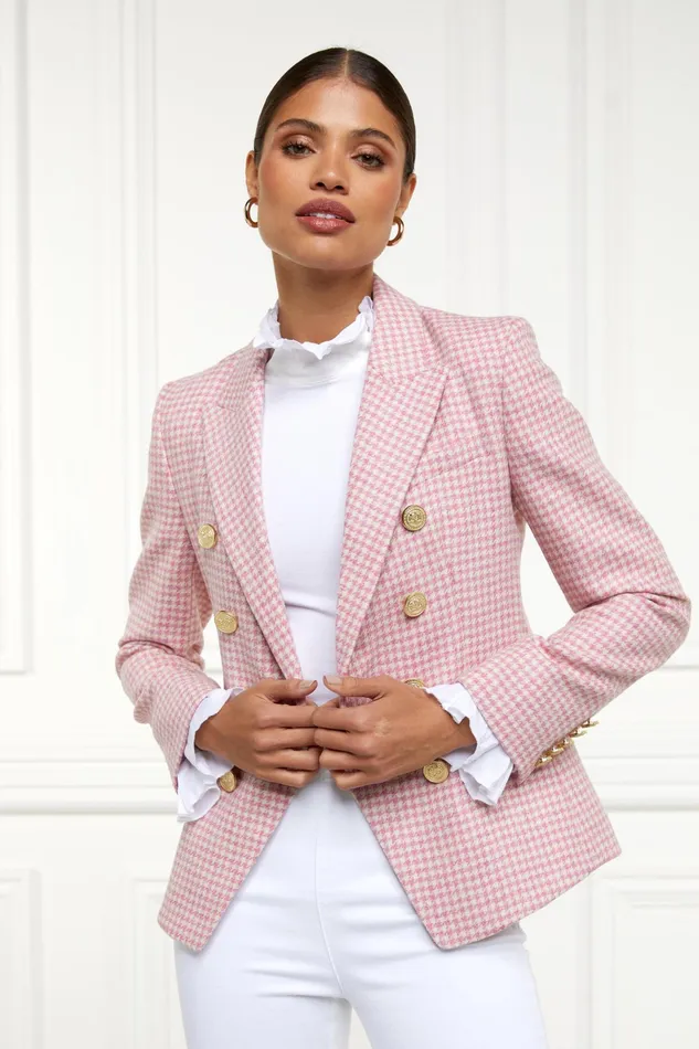 Holland Cooper Knightsbridge Blazer Light Pink Puppytooth Women Tailoring