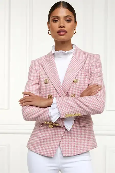 Holland Cooper Knightsbridge Blazer Light Pink Puppytooth Women Tailoring
