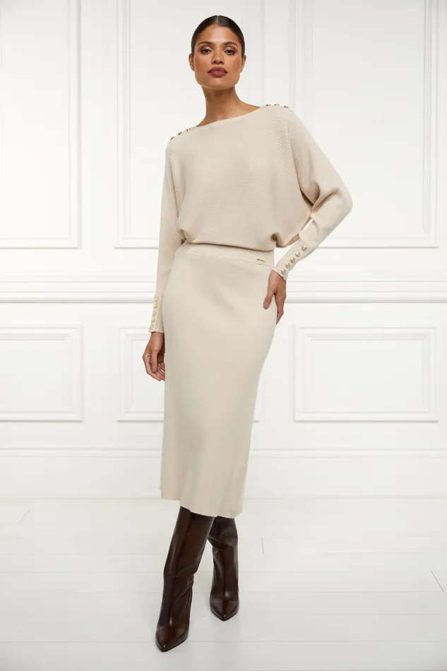 Holland Cooper Leyla Knitted Skirt Oatmeal Women Skirts