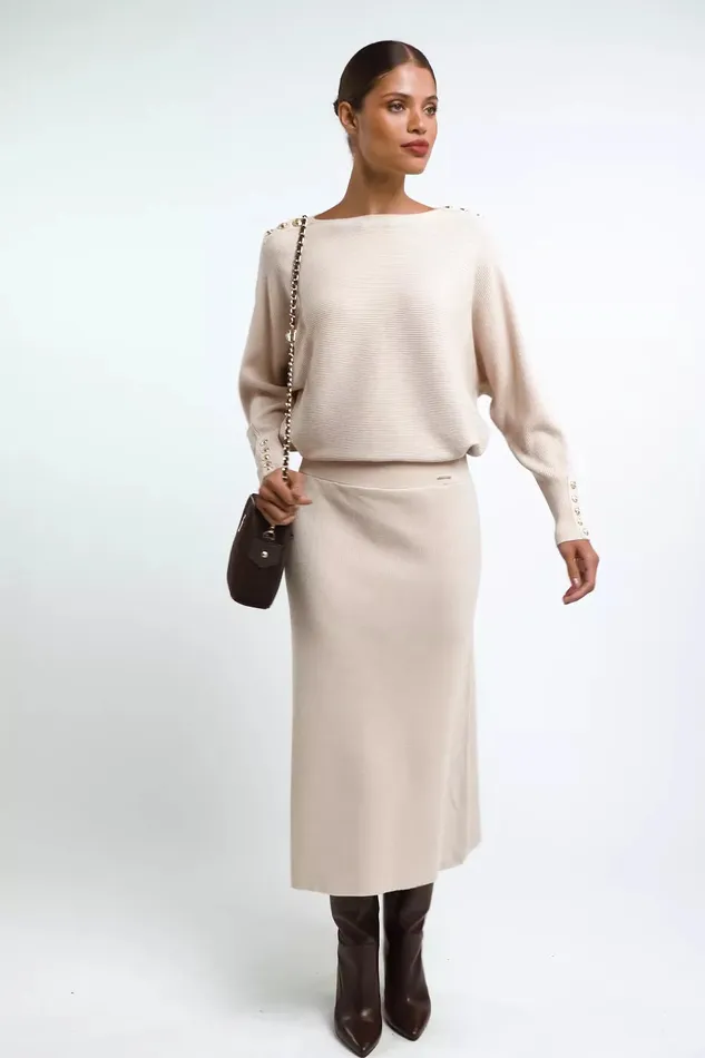 Holland Cooper Leyla Knitted Skirt Oatmeal Women Skirts Holland Cooper Leyla Knitted Skirt Oatmeal Women Skirts