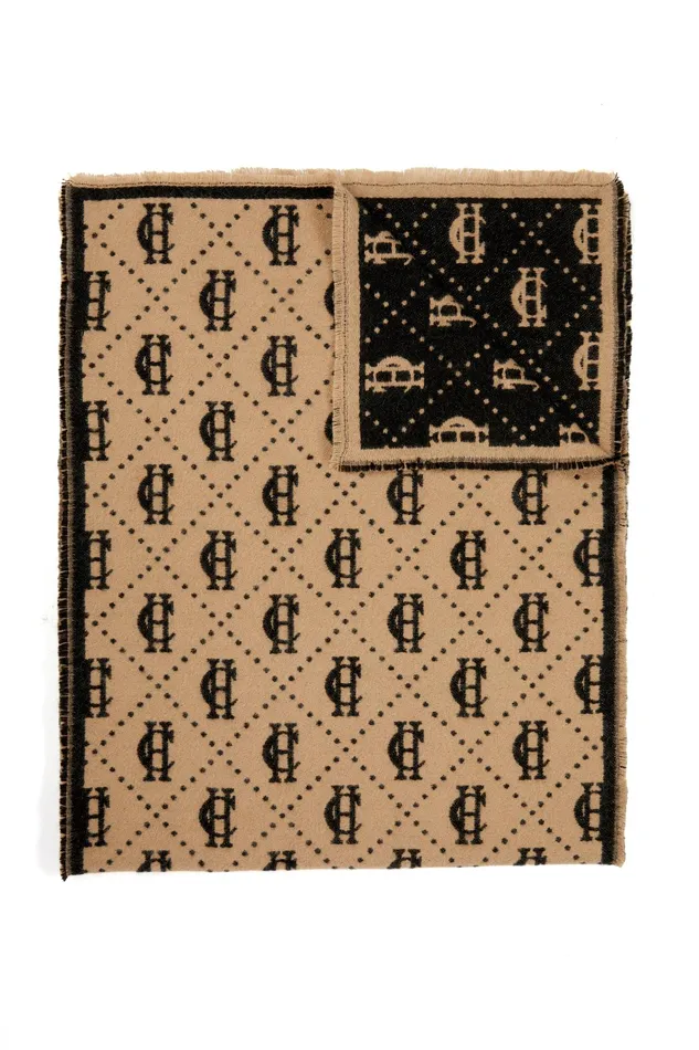 Holland Cooper Lightweight Monogram Scarf Tan Black Men Scarves