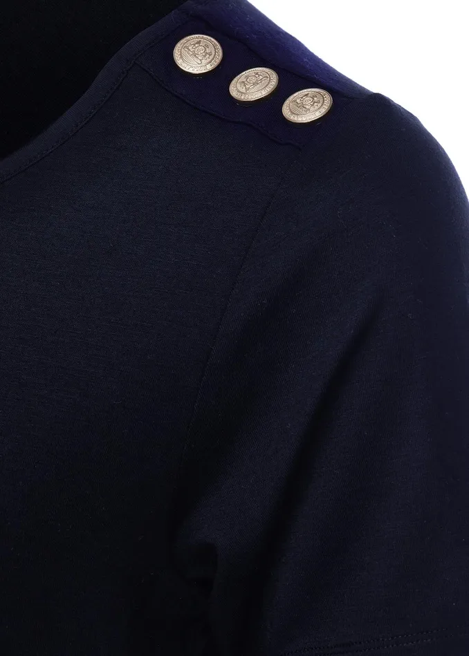 Holland Cooper Long Sleeve VNeck Tee Ink Navy Women Tops