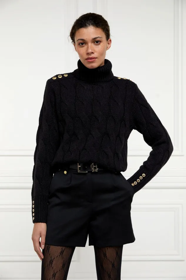Holland Cooper Lucia Roll Neck Knit Black Women Knitwear