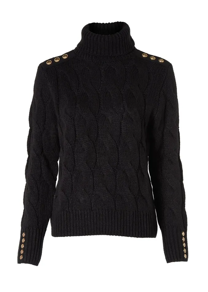 Holland Cooper Lucia Roll Neck Knit Black Women Knitwear