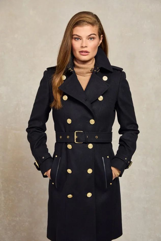 Holland Cooper Marlborough Trench Coat Soft Navy Women Tailoring