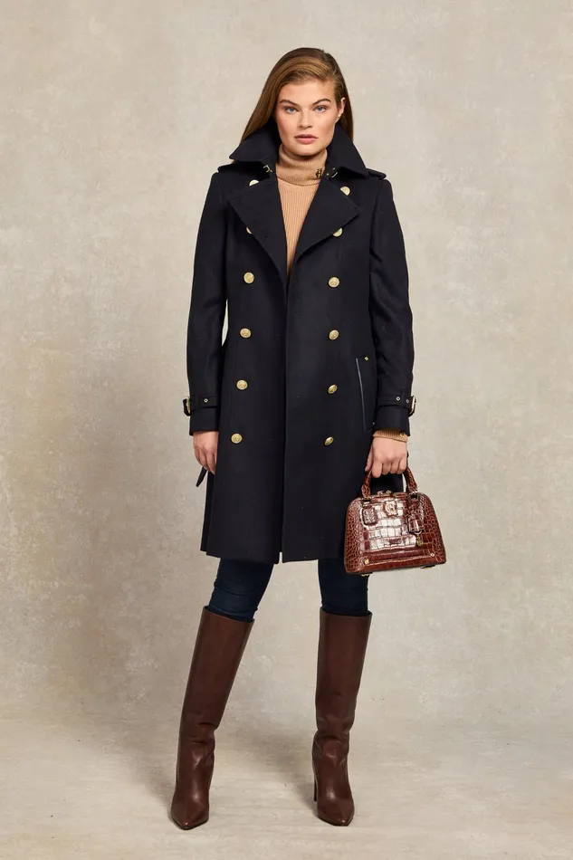 Holland Cooper Marlborough Trench Coat Soft Navy Women Tailoring