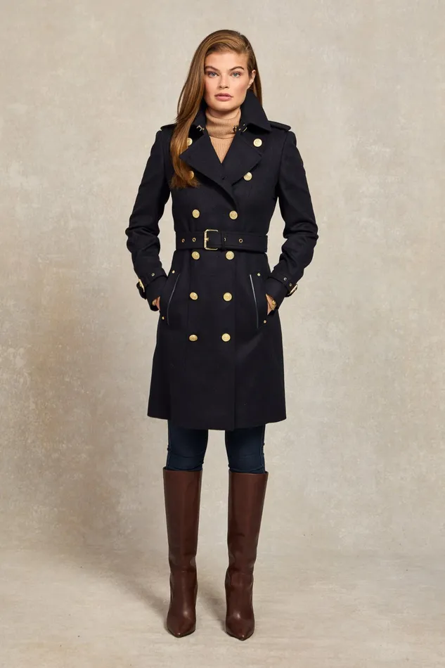 Holland Cooper Marlborough Trench Coat Soft Navy Women Tailoring