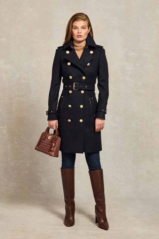 Holland Cooper Marlborough Trench Coat Soft Navy Women Tailoring