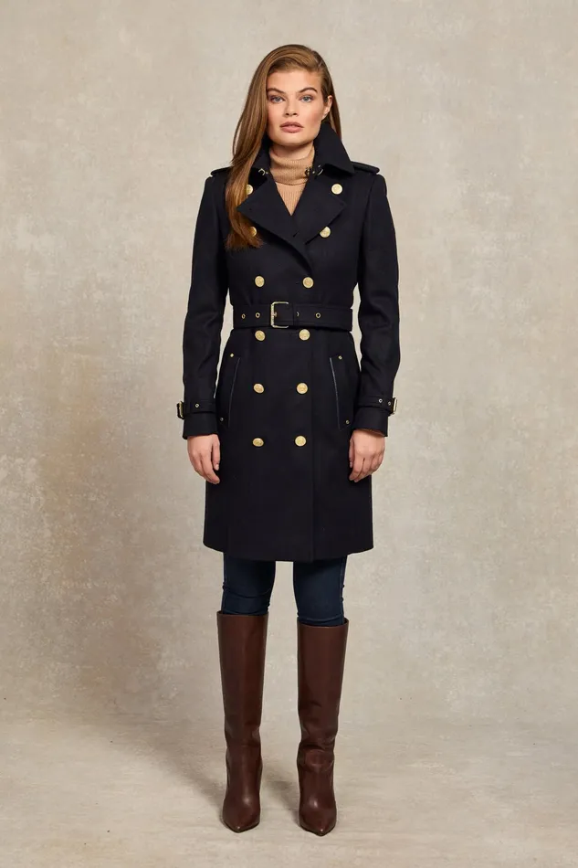 Holland Cooper Marlborough Trench Coat Soft Navy Women Tailoring