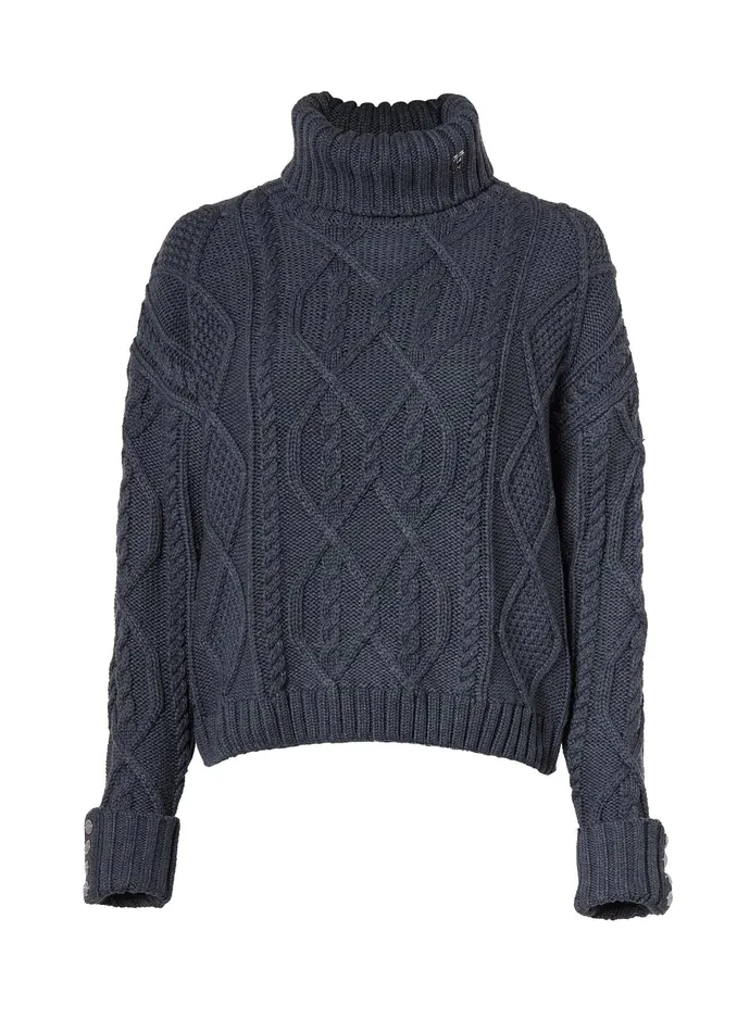 Holland Cooper Noveli Cable Knit Charcoal Women Knitwear