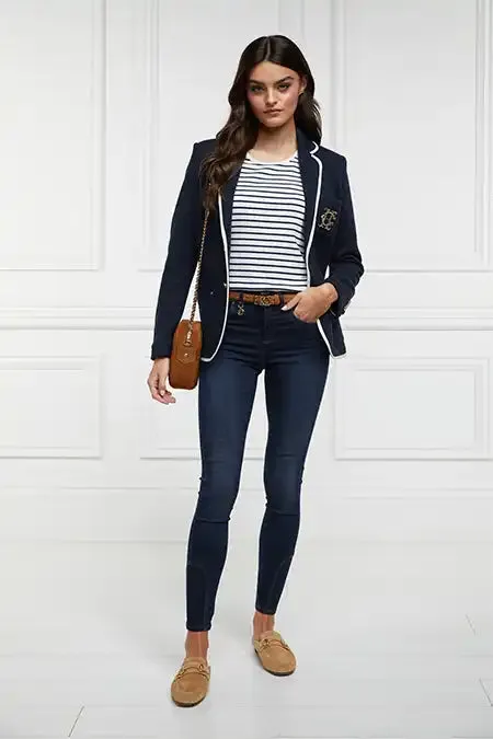 Holland Cooper Padstow Crew Neck Tee Natural Ink Navy Stripe Women Tees