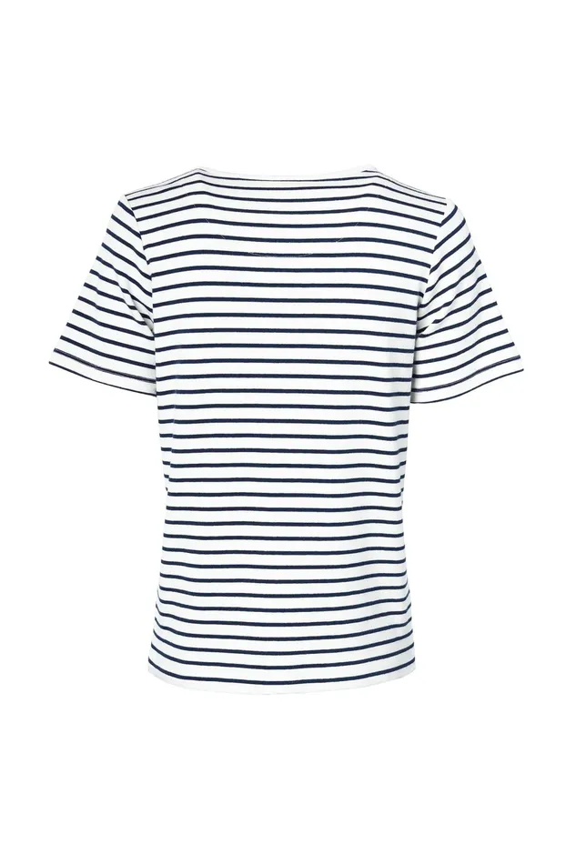 Holland Cooper Padstow Crew Neck Tee Natural Ink Navy Stripe Women Tees