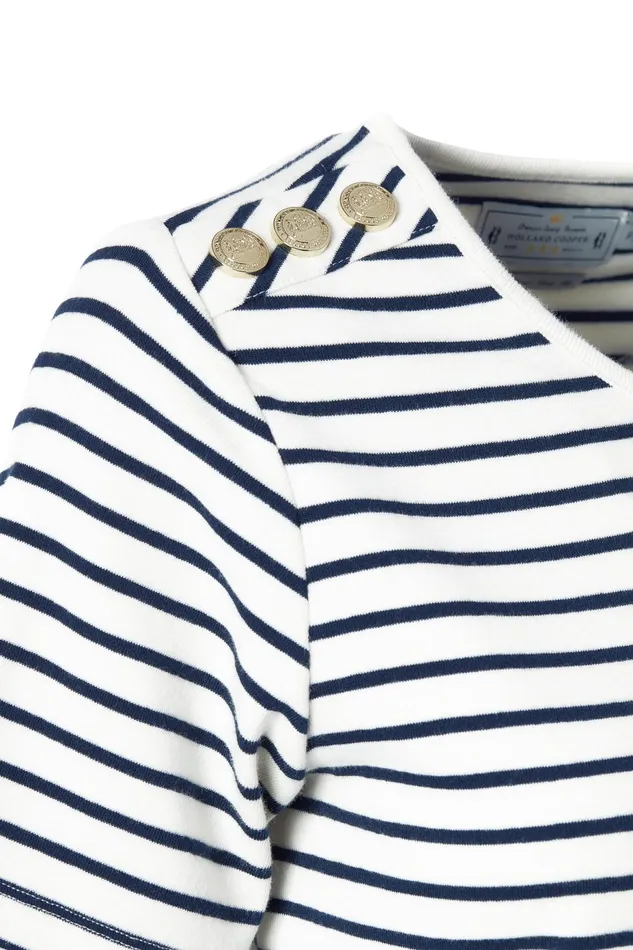 Holland Cooper Padstow Crew Neck Tee Natural Ink Navy Stripe Women Tees
