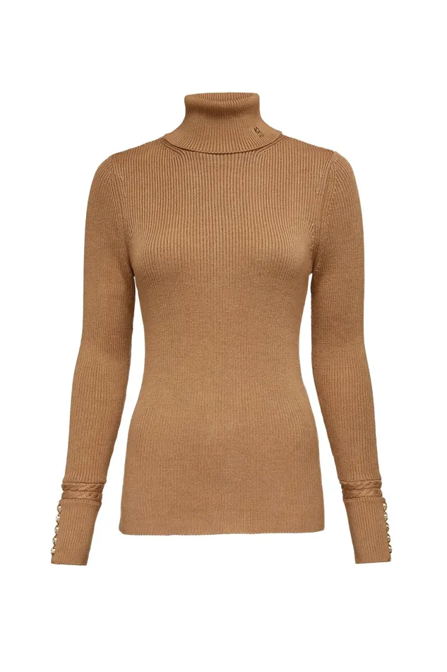 Holland Cooper Painswick Roll Neck Caramel Women Knitwear