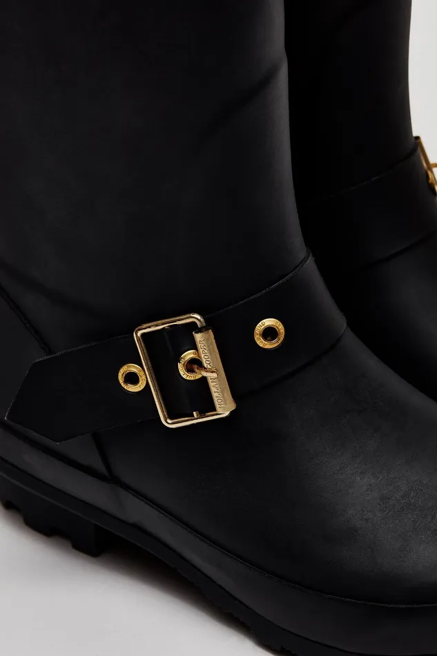 Holland Cooper Sherpa Lined Regency Wellington Matte Black Women Wellington Boots