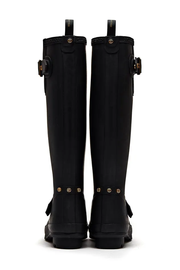 Holland Cooper Sherpa Lined Regency Wellington Matte Black Women Wellington Boots
