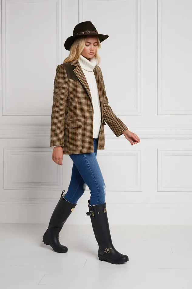 Holland Cooper Sherpa Lined Regency Wellington Matte Black Women Wellington Boots