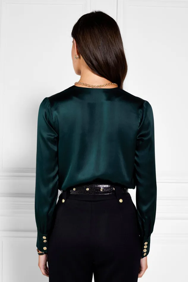 Holland Cooper Silk Bodysuit Emerald Women Bodysuits Holland Cooper Silk Bodysuit Emerald Women Bodysuits