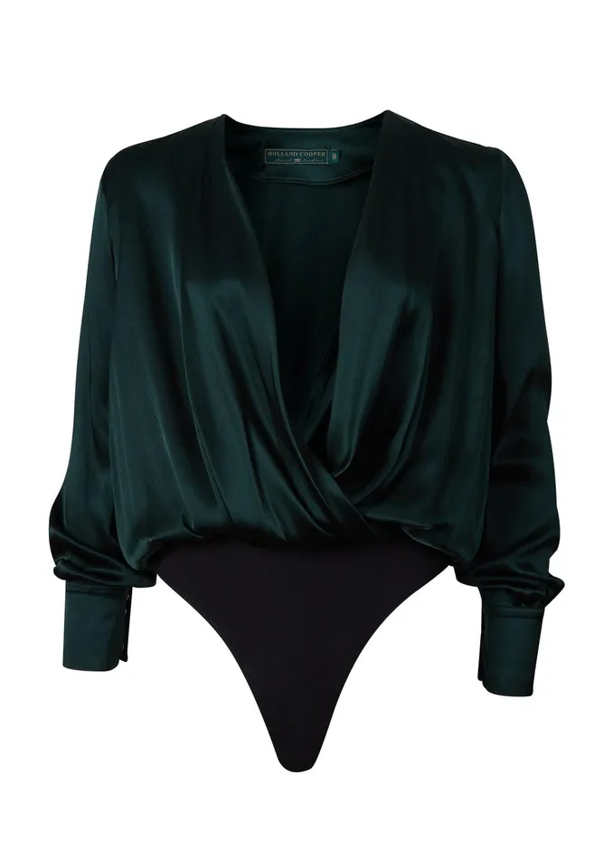 Holland Cooper Silk Bodysuit Emerald Women Bodysuits Holland Cooper Silk Bodysuit Emerald Women Bodysuits