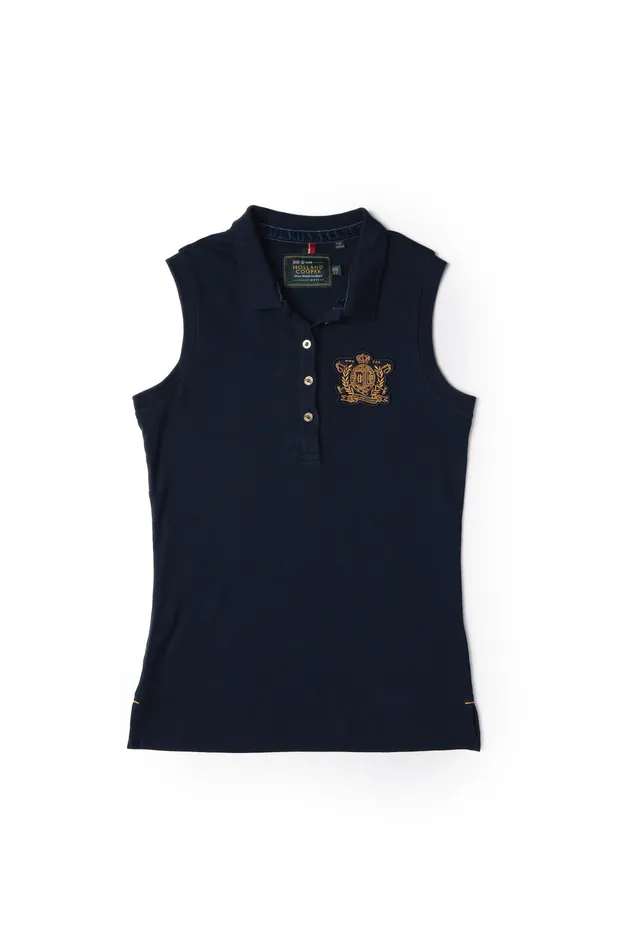 Holland Cooper Sleeveless Polo Shirt Ink Navy Women Polo Shirts
