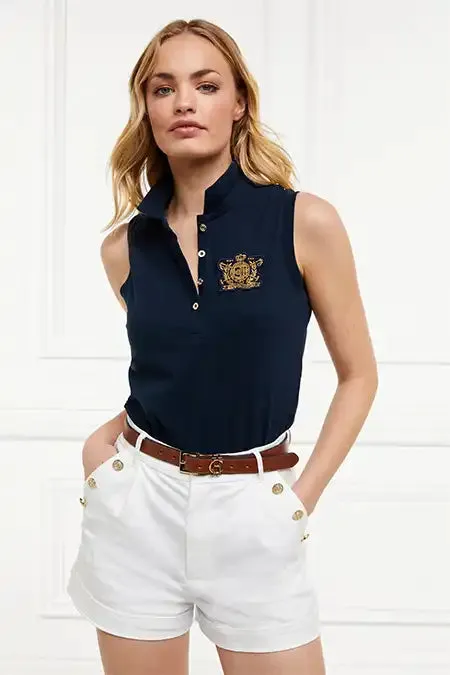 Holland Cooper Sleeveless Polo Shirt Ink Navy Women Polo Shirts