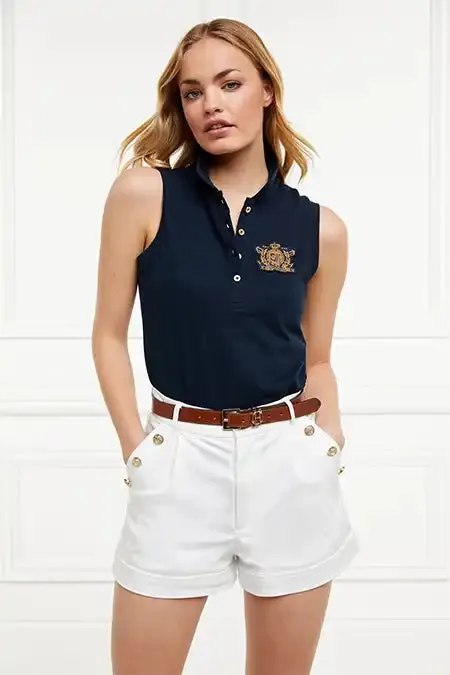 Holland Cooper Sleeveless Polo Shirt Ink Navy Women Polo Shirts