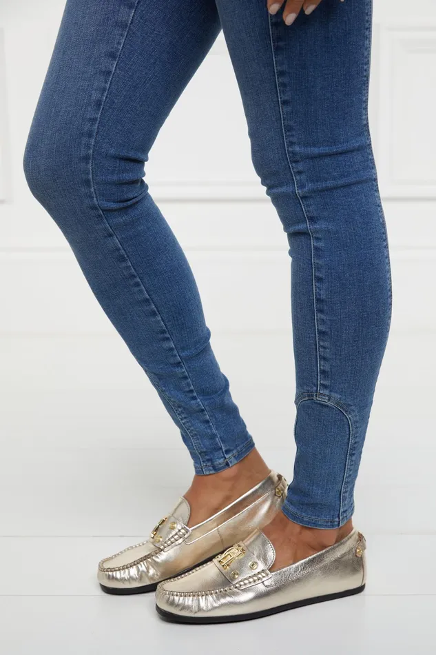 Holland Cooper The Driving Loafer Gold Women Loafers Holland Cooper The Driving Loafer Gold Women Loafers
