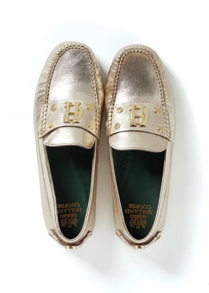 Holland Cooper The Driving Loafer Gold Women Loafers Holland Cooper The Driving Loafer Gold Women Loafers