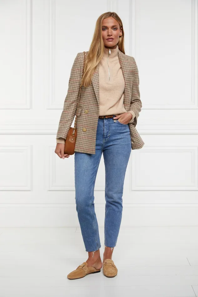 Holland Cooper Tori Quarter Zip Knit Camel Women Knitwear
