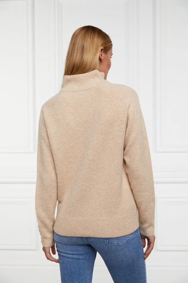 Holland Cooper Tori Quarter Zip Knit Camel Women Knitwear
