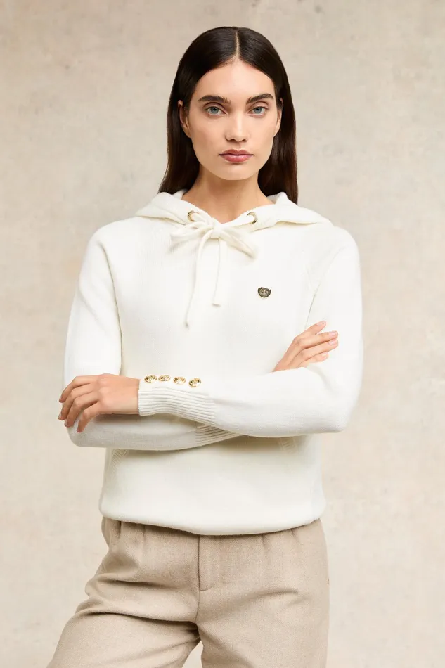 Holland Cooper Verbier Knitted Hoodie Natural Women Hoodies
