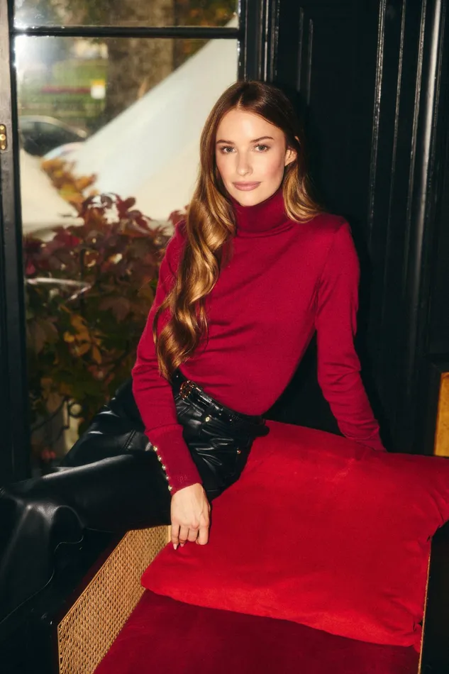 Holland Cooper Victoria Cashmere Roll Neck Berry Women Knitwear