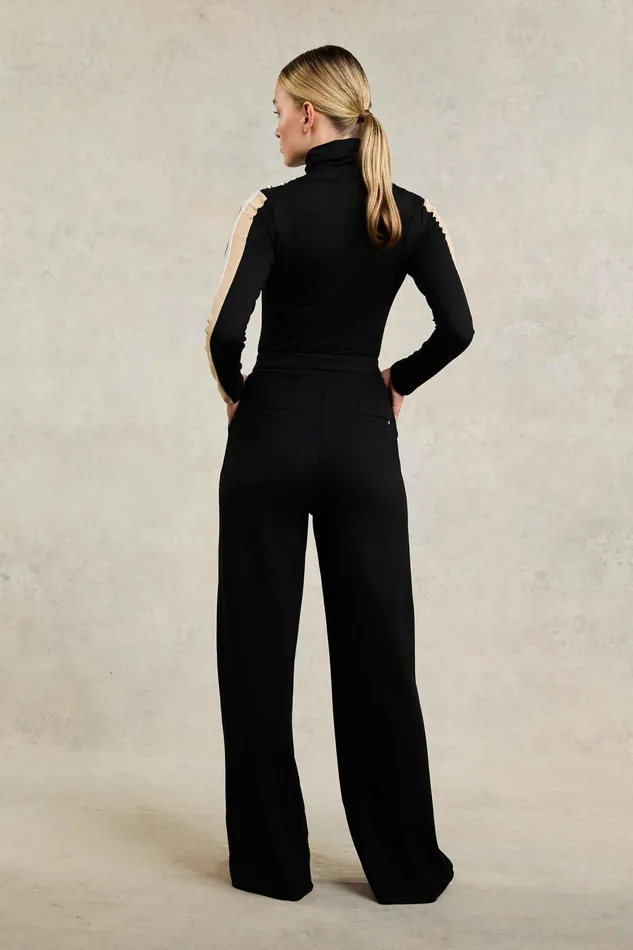 Holland Cooper Wide Leg Pant Black Black Women Trousers