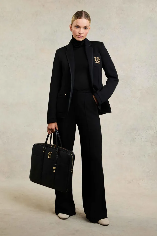 Holland Cooper Wide Leg Pant Black Black Women Trousers