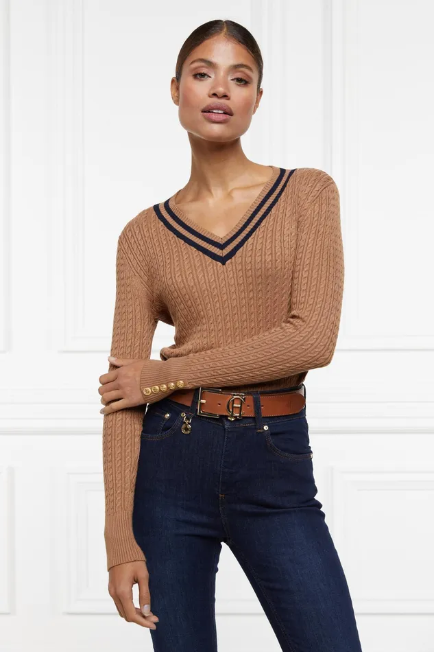Holland Cooper Zoe Knit Dark Camel Marl Women Knitwear