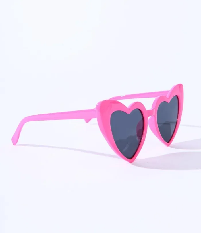 Hot Pink Heart Sunglasses Accessories Unique Vintage Sunglasses