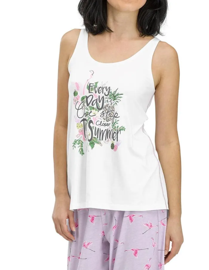 Hue Closer To Summer PJ Tank Top White Women Tops