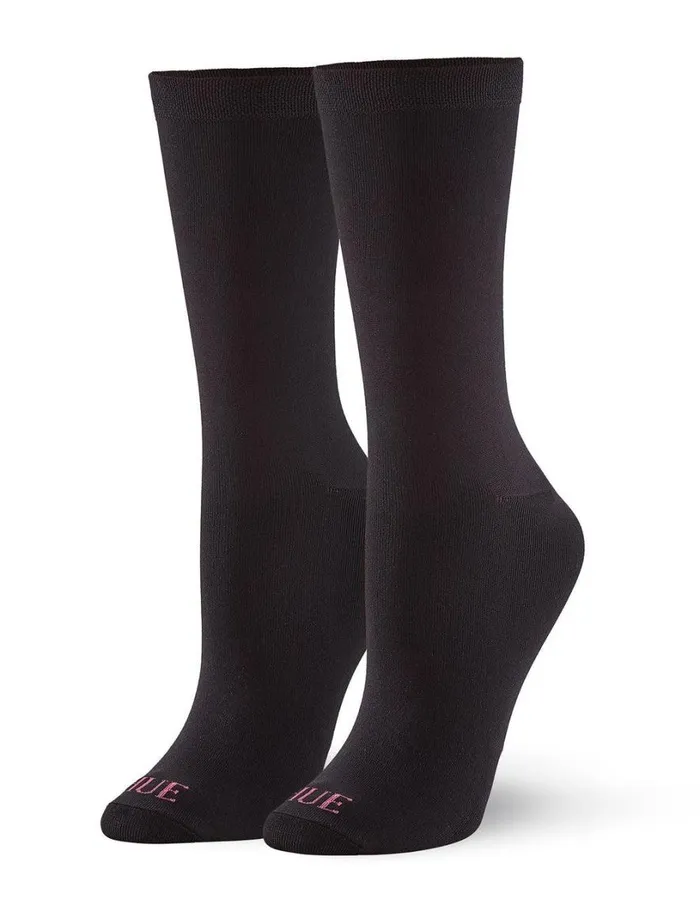 Hue Cushioned Crew Sock Black Women Boot Socks
